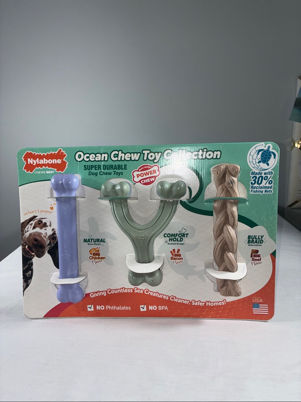 Nylabone Power Chew Ocean 3 Pack Super Durable Dog Chew Toys For Large Dogs NEW